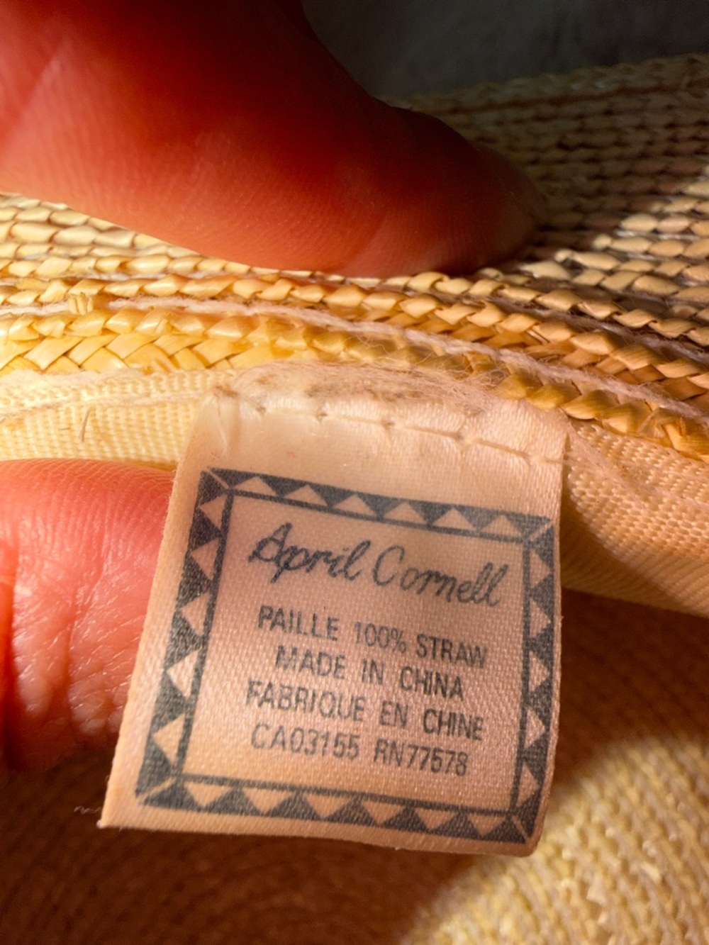April Cornell Vintage Natural Straw Boater Hat with Blue Floral Bow - Picture 10 of 13